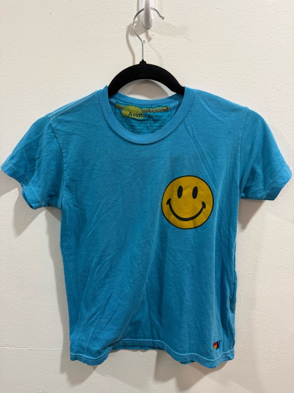 Aviator Nation Kids Bright Turquoise Smiley Face Tee